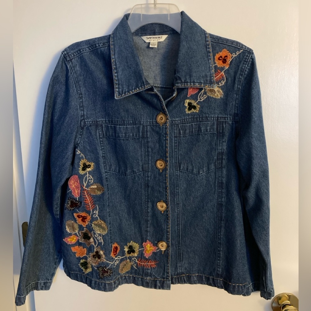 Tantrums Denim Jacket, with embroidery and applicate, Size L